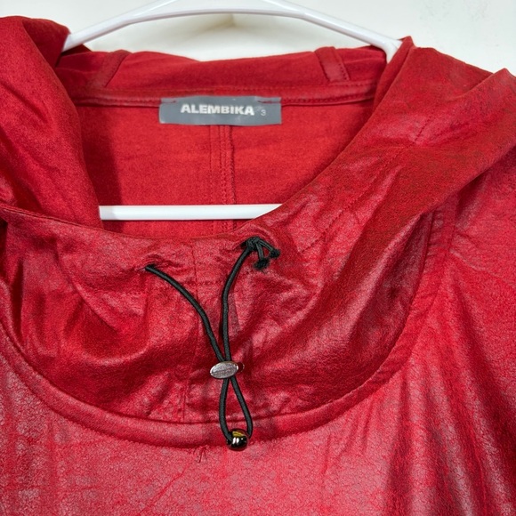 Alembika Red Faux Suede Hoodie Size 3 or US 10/12 - Picture 8 of 12